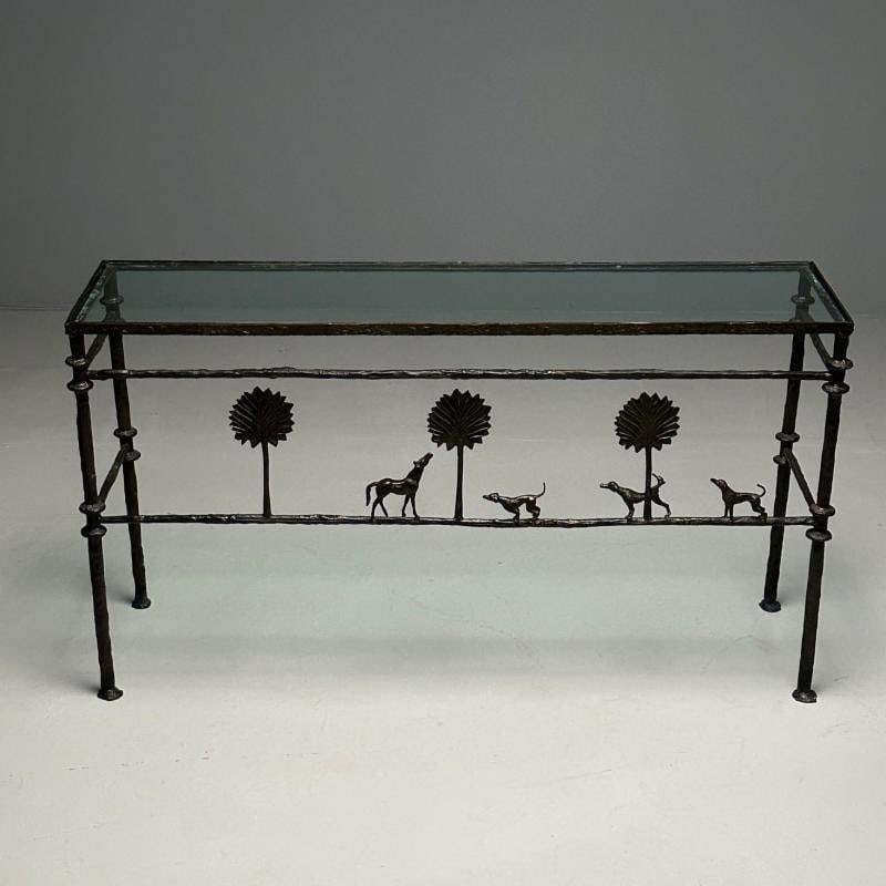Giacometti Style, Mid-Century Modern, Console Table, Horse, Dog, Tree Motif - 3