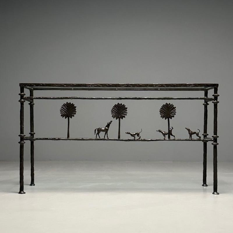Giacometti Style, Mid-Century Modern, Console Table, Horse, Dog, Tree Motif - 5