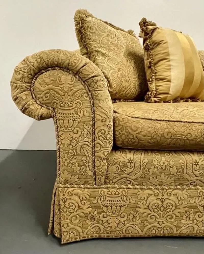 Large Traditional Custom Sofa, Beige Scalamandre Upholstery, Rolled Arms, 2000s - 5