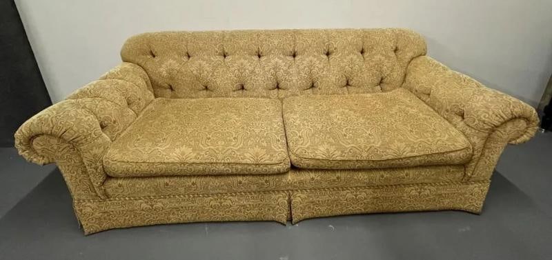 Large Traditional Custom Sofa, Beige Scalamandre Upholstery, Rolled Arms, 2000s - 6
