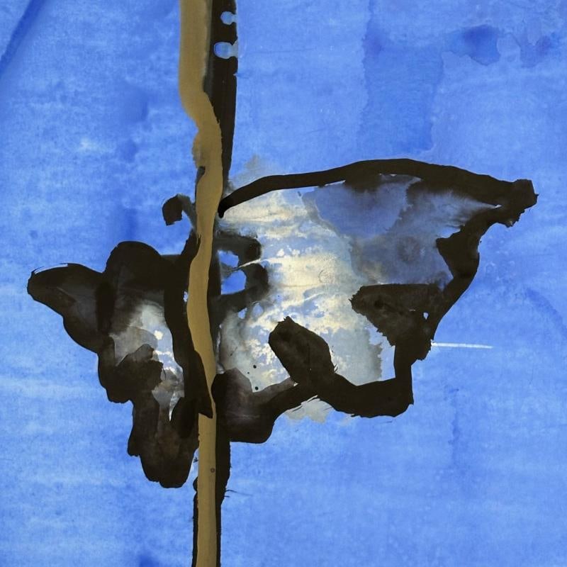 Modern, Large Watercolor, Abstract Blue Sky, Floating, Framed, c. 1990s - 7