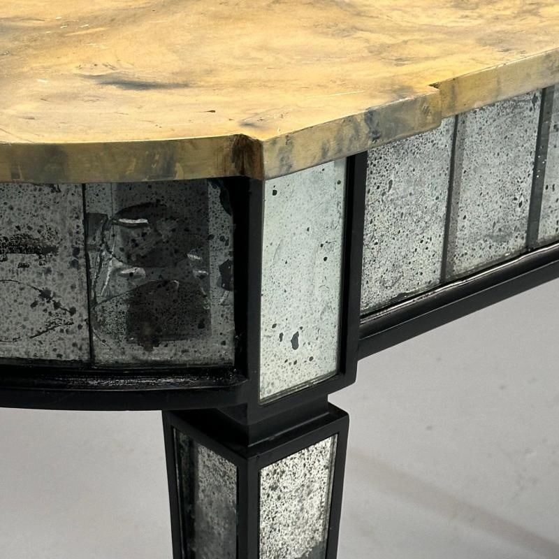 Maison Jansen Style, Directoire, Demilune Console Table, Distressed Mirror - 5