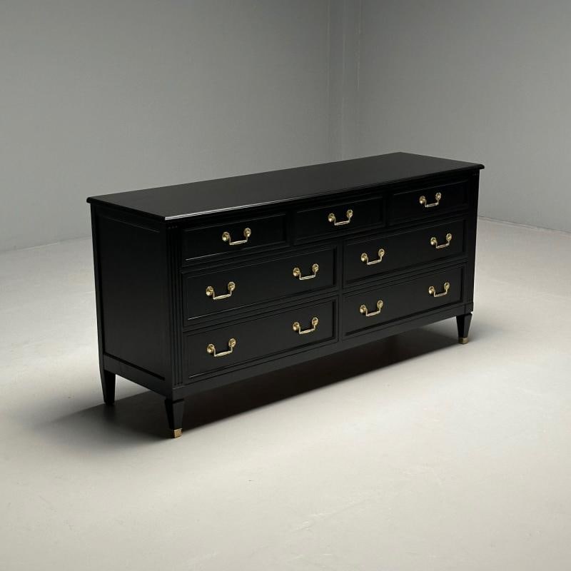 Kindel, Hollywood Regency Style, Dresser, Matte Black, Brass, USA, 1970s - 3