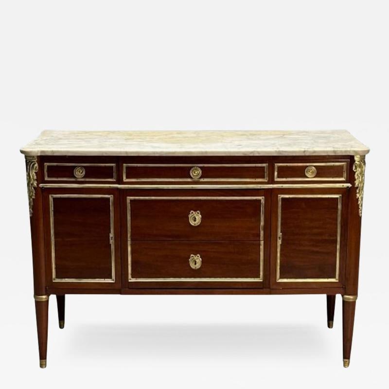 Hollywood Regency, French Louis XVI Style Commode, Mahogany, Oak, Marble, 1920s (1 of 12)