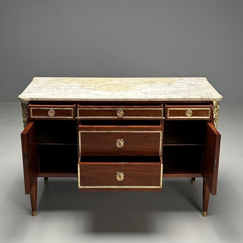 Hollywood Regency, French Louis XVI Style Commode, Mahogany, Oak, Marble, 1920s - 6