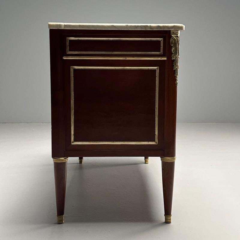 Hollywood Regency, French Louis XVI Style Commode, Mahogany, Oak, Marble, 1920s - 8