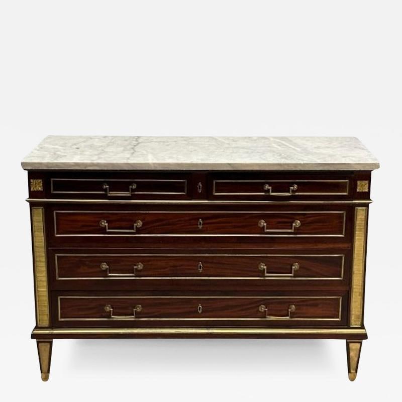 Russian Neoclassical, Louis XVI, Commode, Mahogany, Marble, France, 19th Century (1 of 10)
