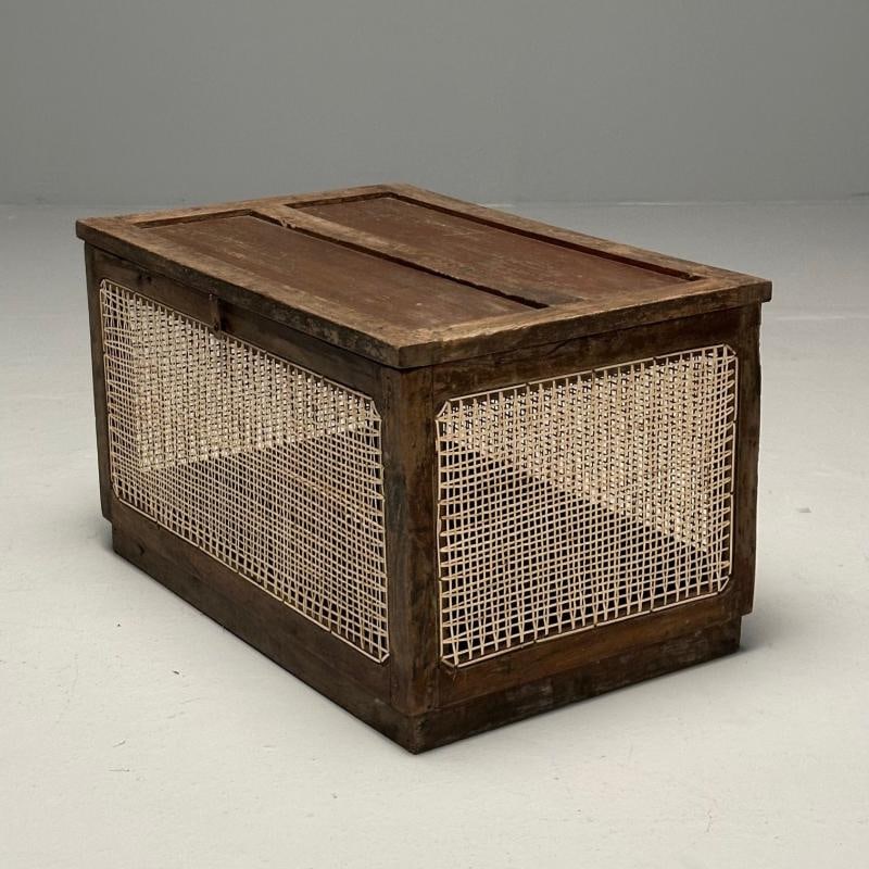 Pierre Jeanneret, French Mid-Century Modern Linen Chest, Cane, Teak, Chandigarh - 3