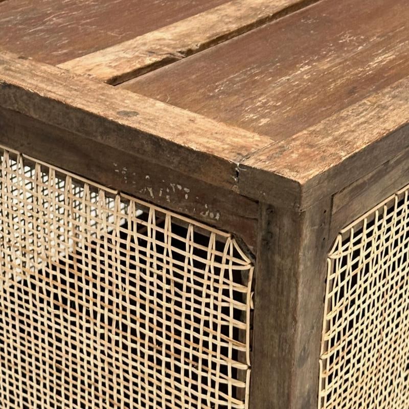 Pierre Jeanneret, French Mid-Century Modern Linen Chest, Cane, Teak, Chandigarh - 4