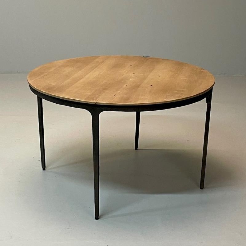 Contemporary, Brutalist, Round Center Table, Elm, Metal - 2