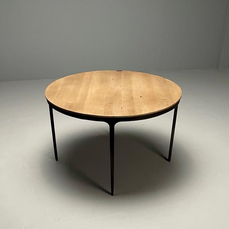 Contemporary, Brutalist, Round Center Table, Elm, Metal - 3