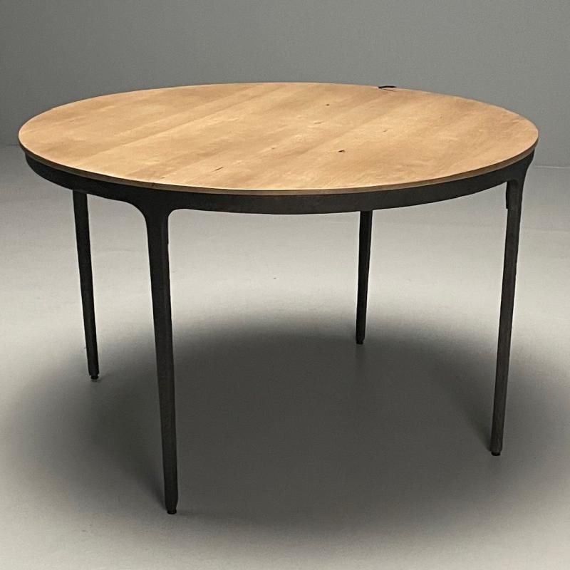 Contemporary, Brutalist, Round Center Table, Elm, Metal - 4