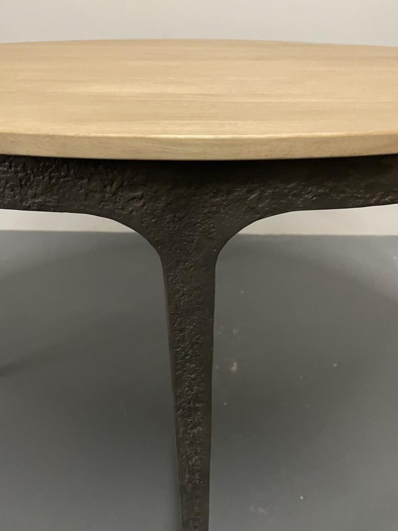 Contemporary, Brutalist, Round Center Table, Elm, Metal - 7