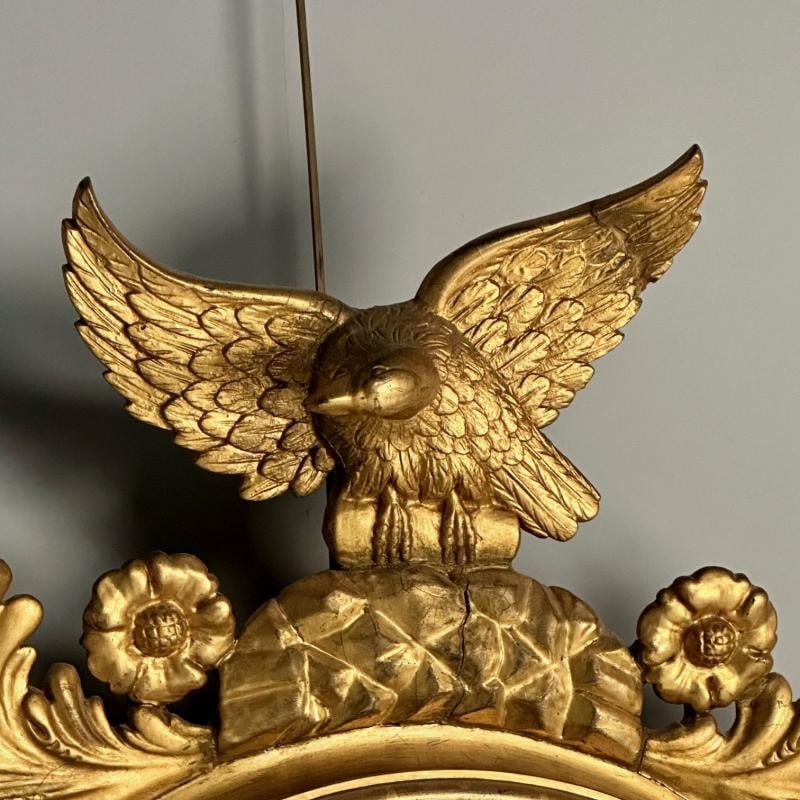 Regency, Circular Convex Wall Mirror, Giltwood, Eagle Motif, USA, 1950s - 9