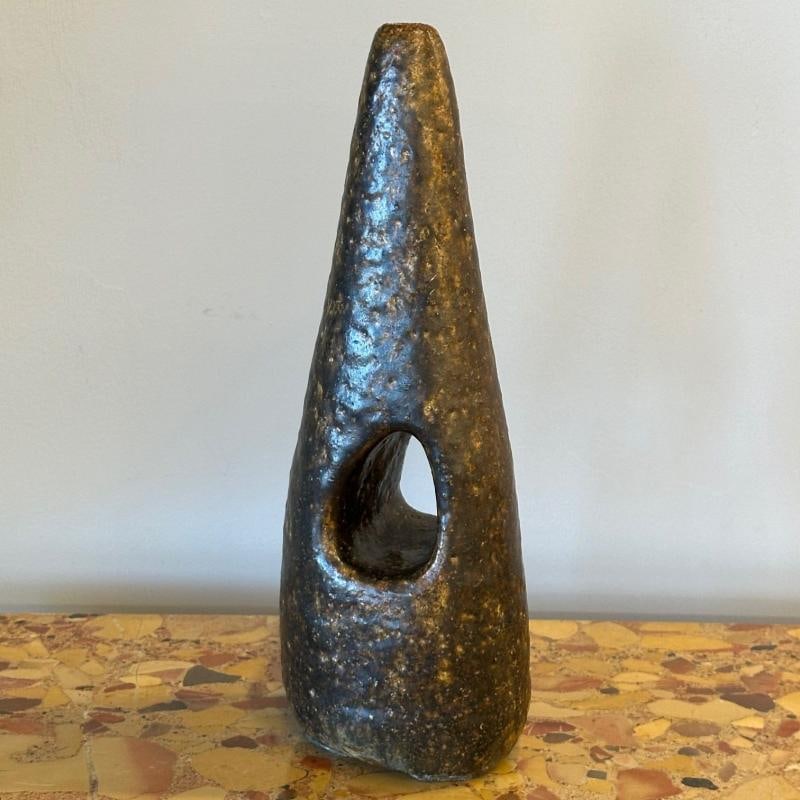 Luigi and Sophie De Lerma, Italian Mid-Century Modern, Organic Stoneware Vase - 4