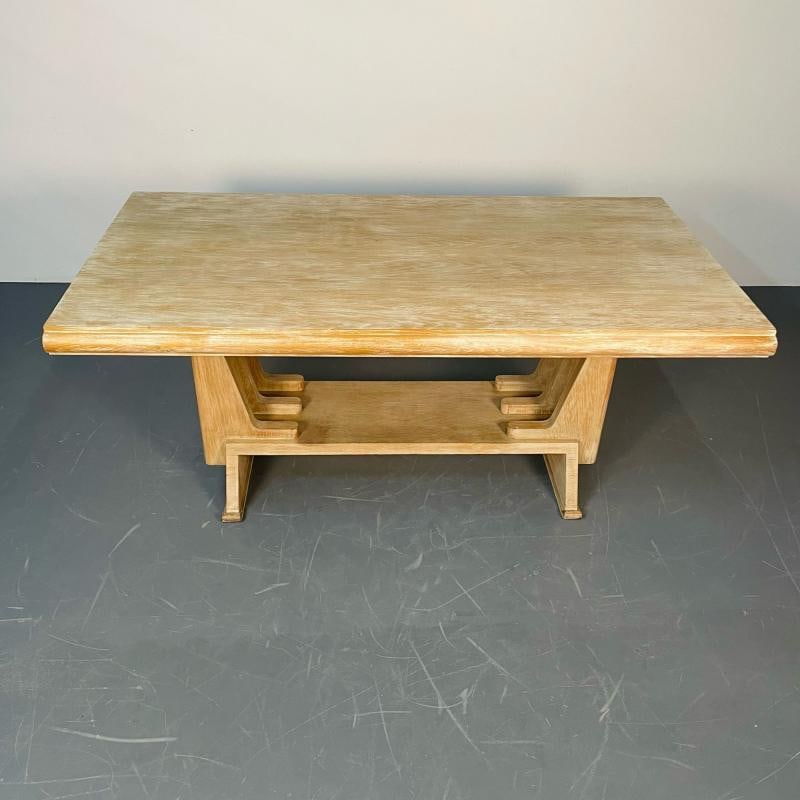 French Mid-Century Modern Style Dining / Kitchen Table, Farmhouse, Trestle Base - 2