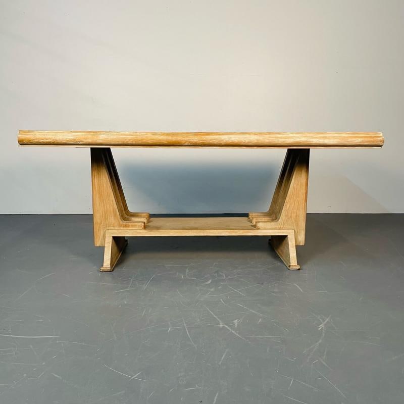 French Mid-Century Modern Style Dining / Kitchen Table, Farmhouse, Trestle Base - 3