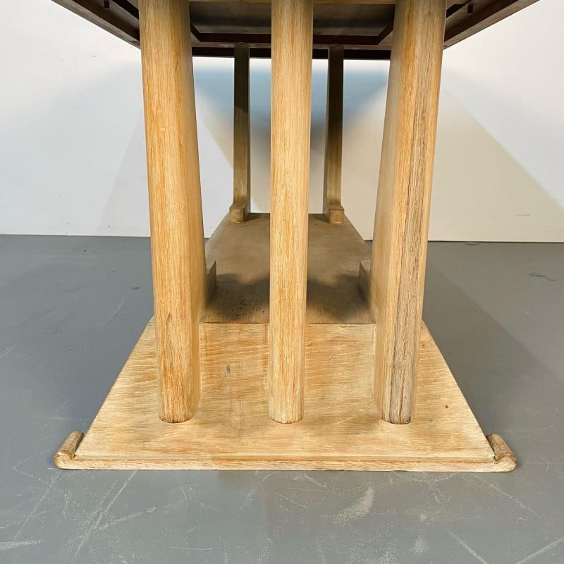 French Mid-Century Modern Style Dining / Kitchen Table, Farmhouse, Trestle Base - 6