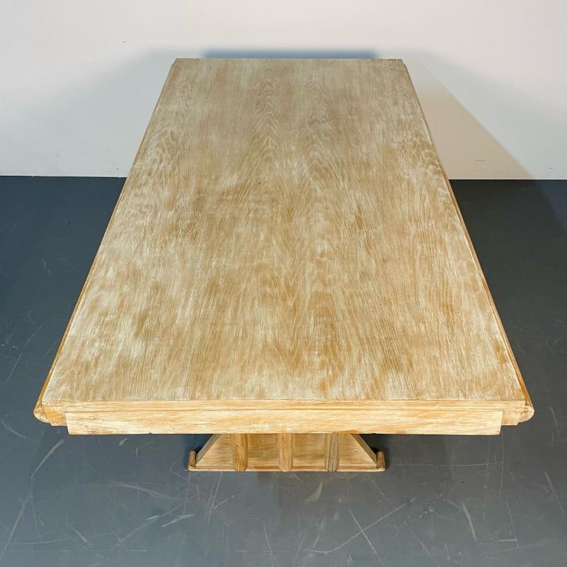 French Mid-Century Modern Style Dining / Kitchen Table, Farmhouse, Trestle Base - 7