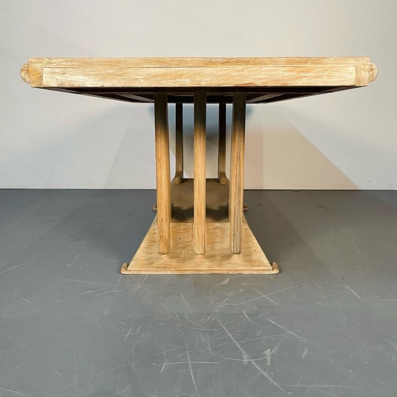 French Mid-Century Modern Style Dining / Kitchen Table, Farmhouse, Trestle Base - 9