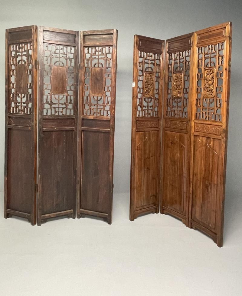 Asian 19th Century Folding Screen / Room Divider, Rosewood, Teak, Six Panel - 5