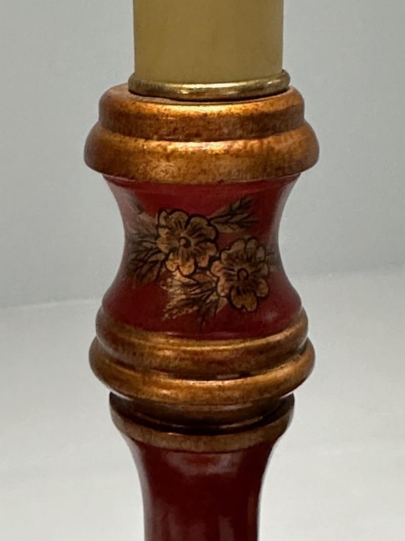 Chinoiserie, Table, Desk Lamps, Red Jappanned Wood, Giltwood, 1940s - 11