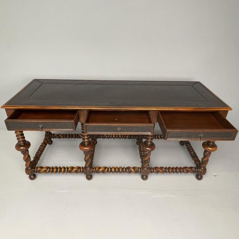 Baroque, Barley Twist Console, Turned Wood, Gray Etched Metal, USA, 2000s - 11