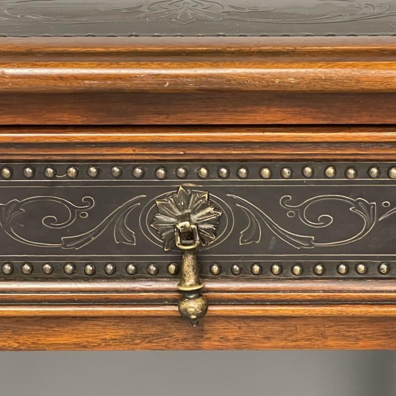 Baroque, Barley Twist Console, Turned Wood, Gray Etched Metal, USA, 2000s - 5
