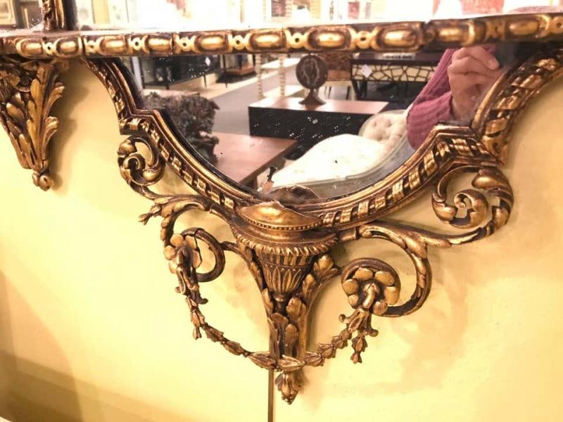 Pair of George III Style Giltwood and Composite Shelved Wall / Console Mirrors - 2