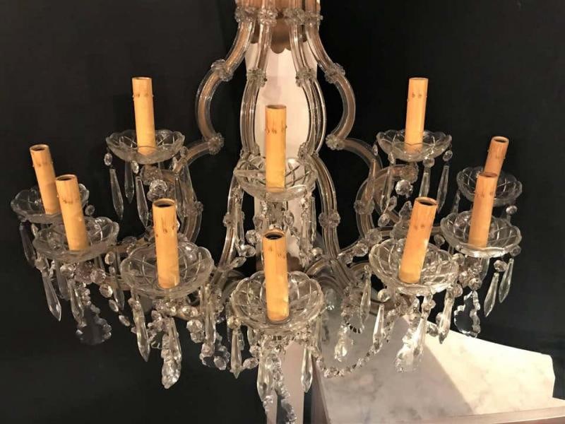 Pair of Venetian Crystal Ten Lights Wall Sconces, circa 1940 - 9
