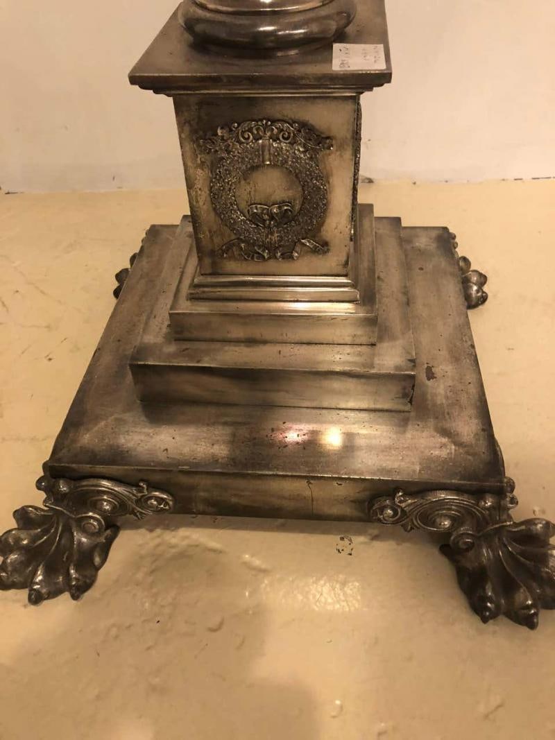 Neoclassical Silver over Bronze Antique Corinthian Column Form Standing Lamp - 7