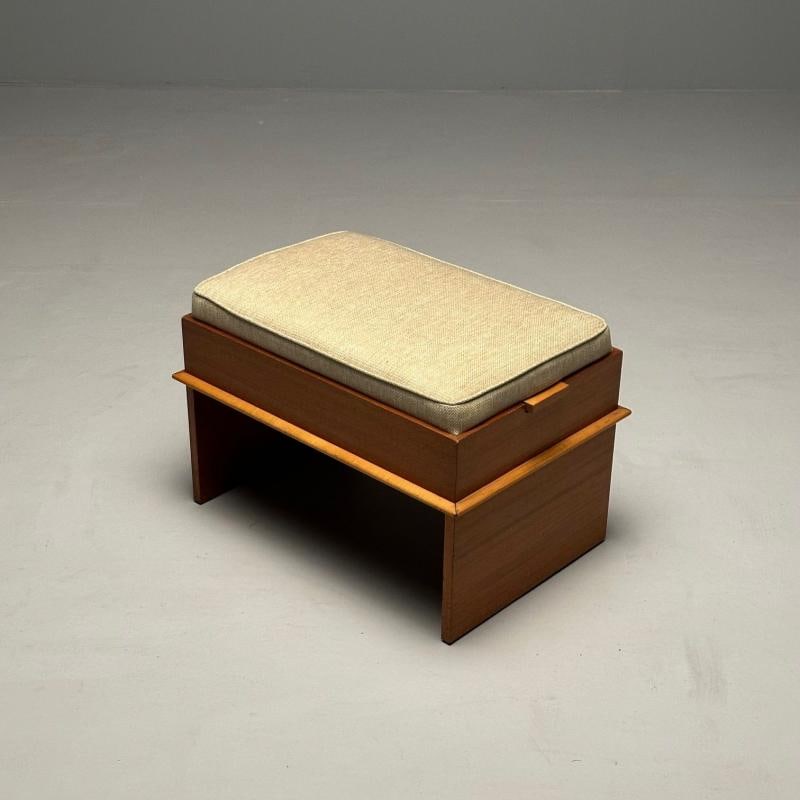 Paul Frankl, Johnson Furniture, Station Wagon Bench, Rock Maple, Fabric, 1950s - 2