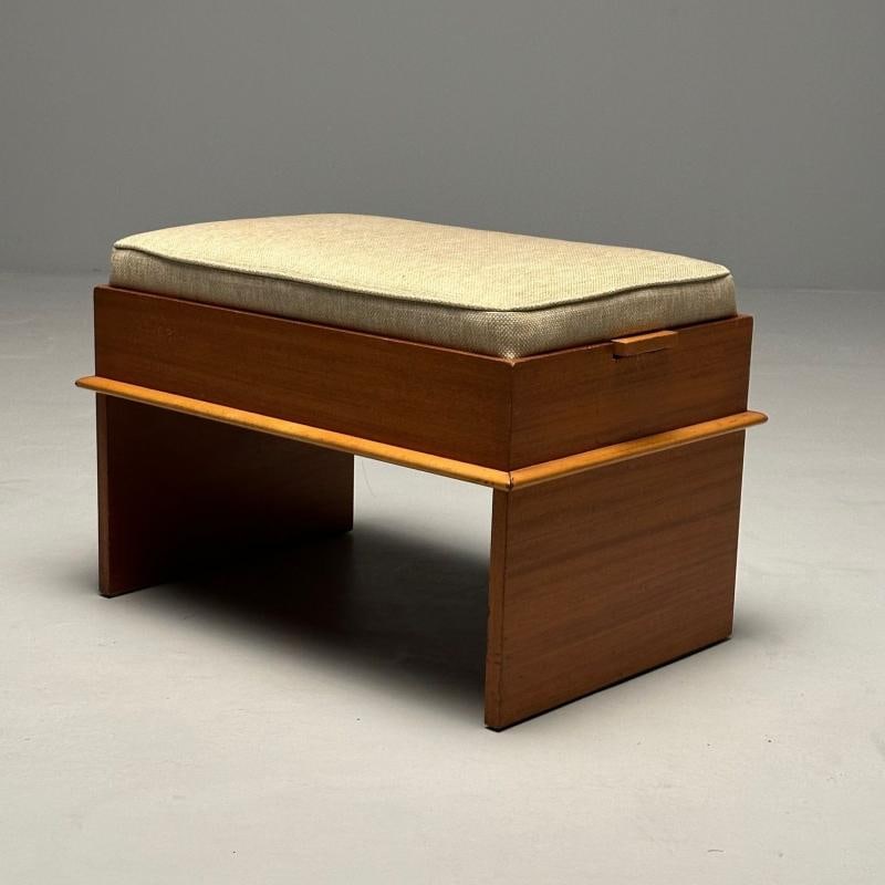 Paul Frankl, Johnson Furniture, Station Wagon Bench, Rock Maple, Fabric, 1950s - 4