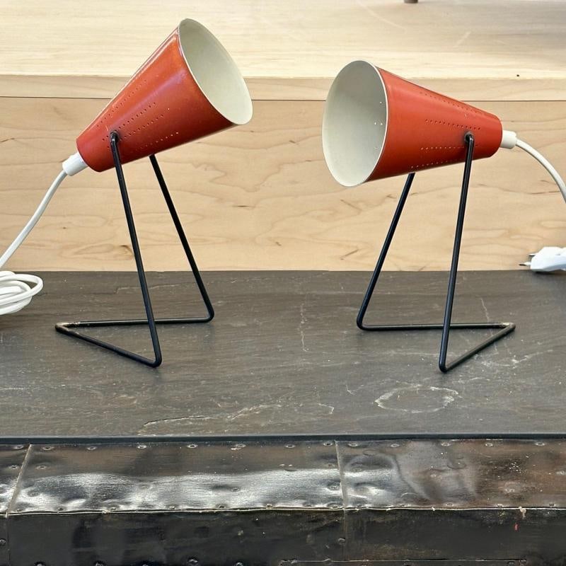 Svend Aage Holm Sørensen, Mid-Century Modern, Small Table Lamps, Red Lacquer - 4