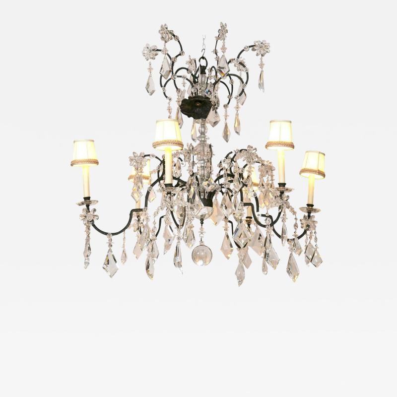 Holly Hunt Wrought Iron & Crystal Chandelier (1 of 9)
