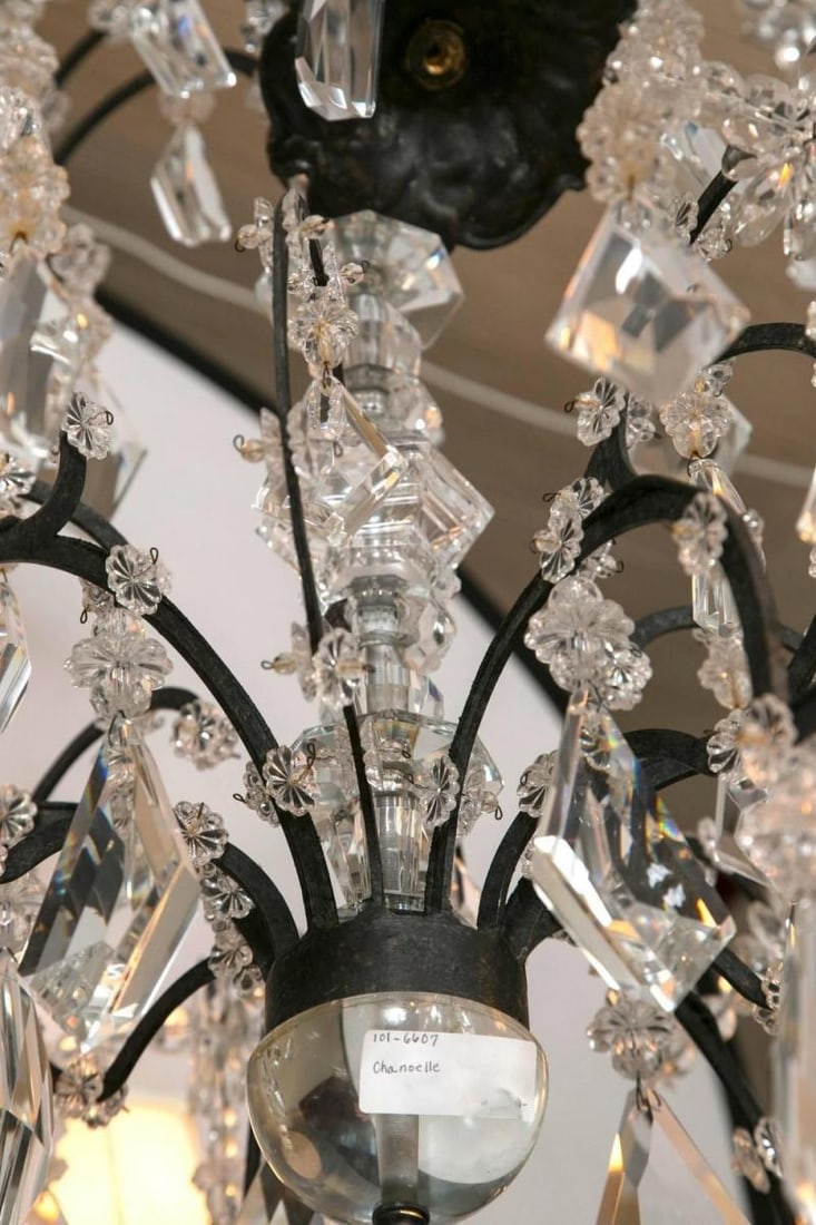 Holly Hunt Wrought Iron & Crystal Chandelier - 5