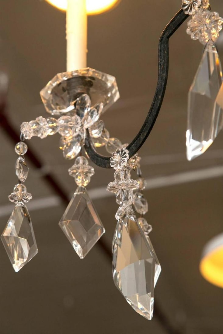 Holly Hunt Wrought Iron & Crystal Chandelier - 6