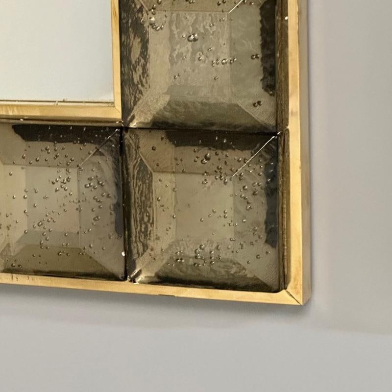 Contemporary, Wall Mirrors, Bronze Faceted Square Murano Glass, Italy, 2023 - 11