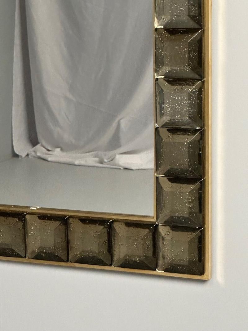 Contemporary, Wall Mirrors, Bronze Faceted Square Murano Glass, Italy, 2023 - 12