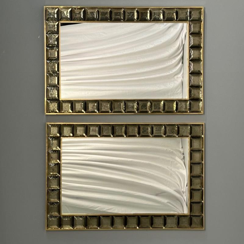Contemporary, Wall Mirrors, Bronze Faceted Square Murano Glass, Italy, 2023 - 3