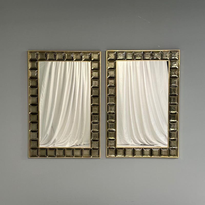 Contemporary, Wall Mirrors, Bronze Faceted Square Murano Glass, Italy, 2023 - 5