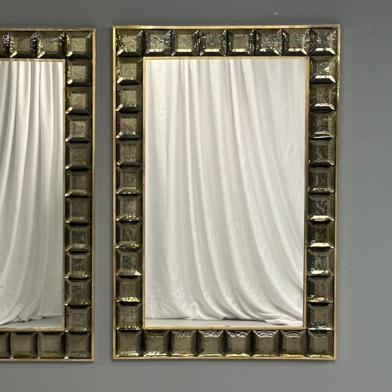 Contemporary, Wall Mirrors, Bronze Faceted Square Murano Glass, Italy, 2023 - 7