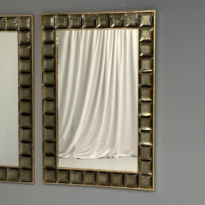 Contemporary, Wall Mirrors, Bronze Faceted Square Murano Glass, Italy, 2023 - 8