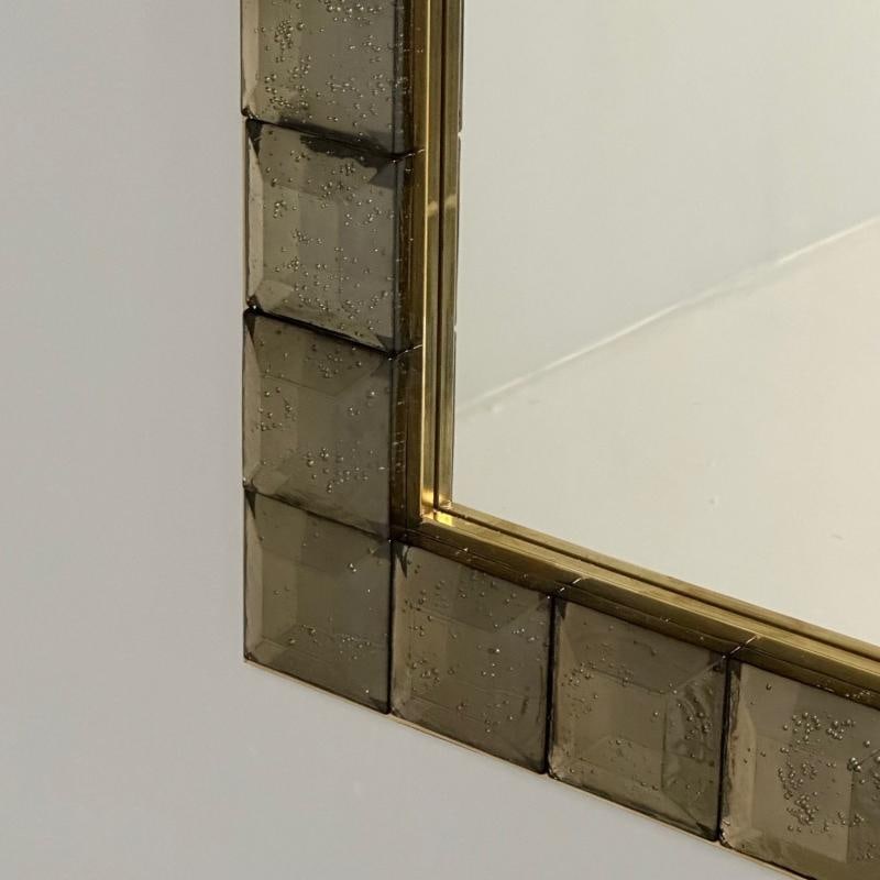 Contemporary, Wall Mirrors, Bronze Faceted Square Murano Glass, Italy, 2023 - 9