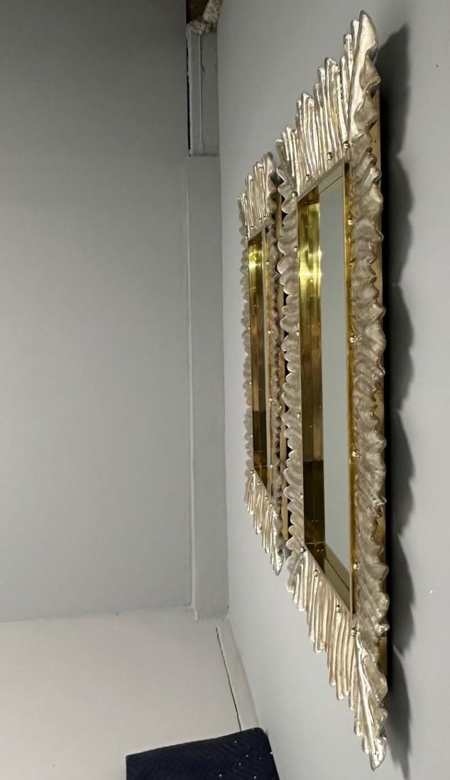 Contemporary, Leaf Motif, Murano Glass, Silver Gilt, Wall Mirrors, Italy, 21st C - 11