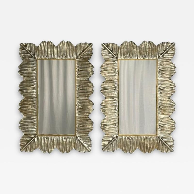 Contemporary, Leaf Motif, Murano Glass, Silver Gilt, Wall Mirrors, Italy, 21st C (1 of 12)
