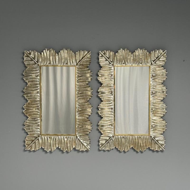 Contemporary, Leaf Motif, Murano Glass, Silver Gilt, Wall Mirrors, Italy, 21st C - 4