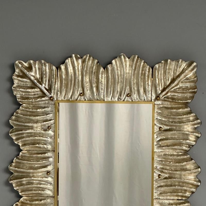 Contemporary, Leaf Motif, Murano Glass, Silver Gilt, Wall Mirrors, Italy, 21st C - 8