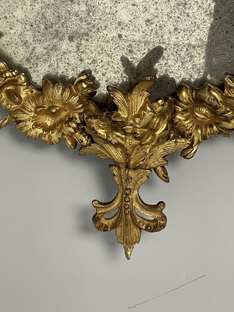 Louis XVI, Oval Wall Mirrors, Floral Motif, Bronze, Carved Wood, France, 19th C - 10