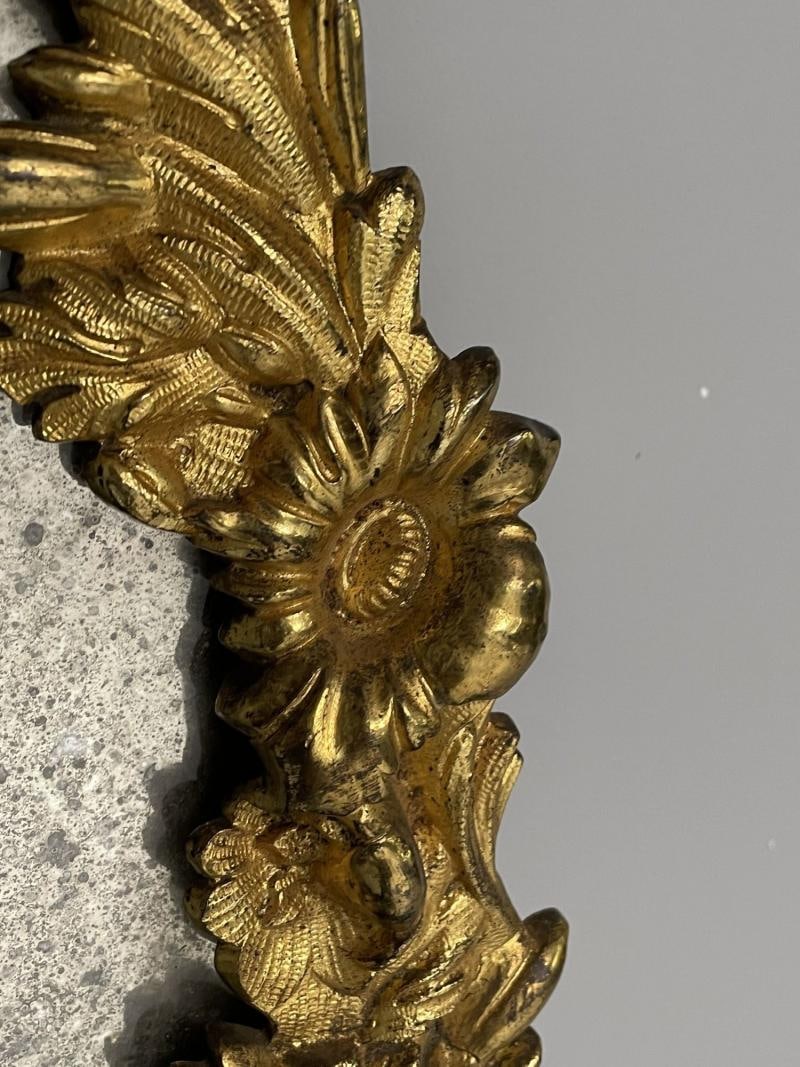 Louis XVI, Oval Wall Mirrors, Floral Motif, Bronze, Carved Wood, France, 19th C - 5